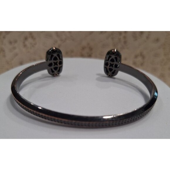 EUC Kendra Scott Elton Abalone Gunmetal Cuff Bracelet - Picture 7 of 10